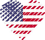 Logo of Top Casual Dating - USA, Heart Shaped Image of USA flag.